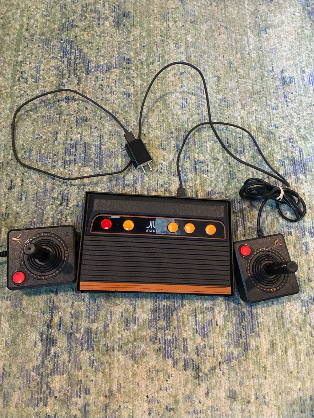 Classic Plug-and-Play Console with Black and Orange Controllers